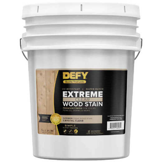 DEFY Extreme Transparent Exterior Wood Stain, Crystal Clear, 5 Gal.