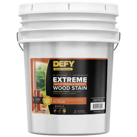 DEFY Extreme Semi-Transparent Exterior Wood Stain, Redwood, 5 Gal.